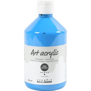 Art Akrylmaling, halvblank, transparent, lyseblå, 500 ml/ 1 fl.