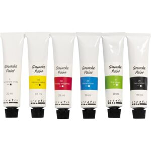 Gouachemaling, standardfarver, 6x20 ml/ 1 pk.