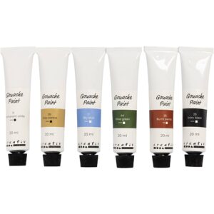 Gouachemaling, Naturfarver, 6x20 ml/ 1 pk.