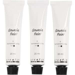 Gouachemaling, hvid, 3x20 ml/ 1 pk.