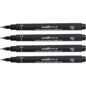 Uni pin 200 tegnetuscher, streg 0,8 mm, sort, 12 stk./ 1 pk.