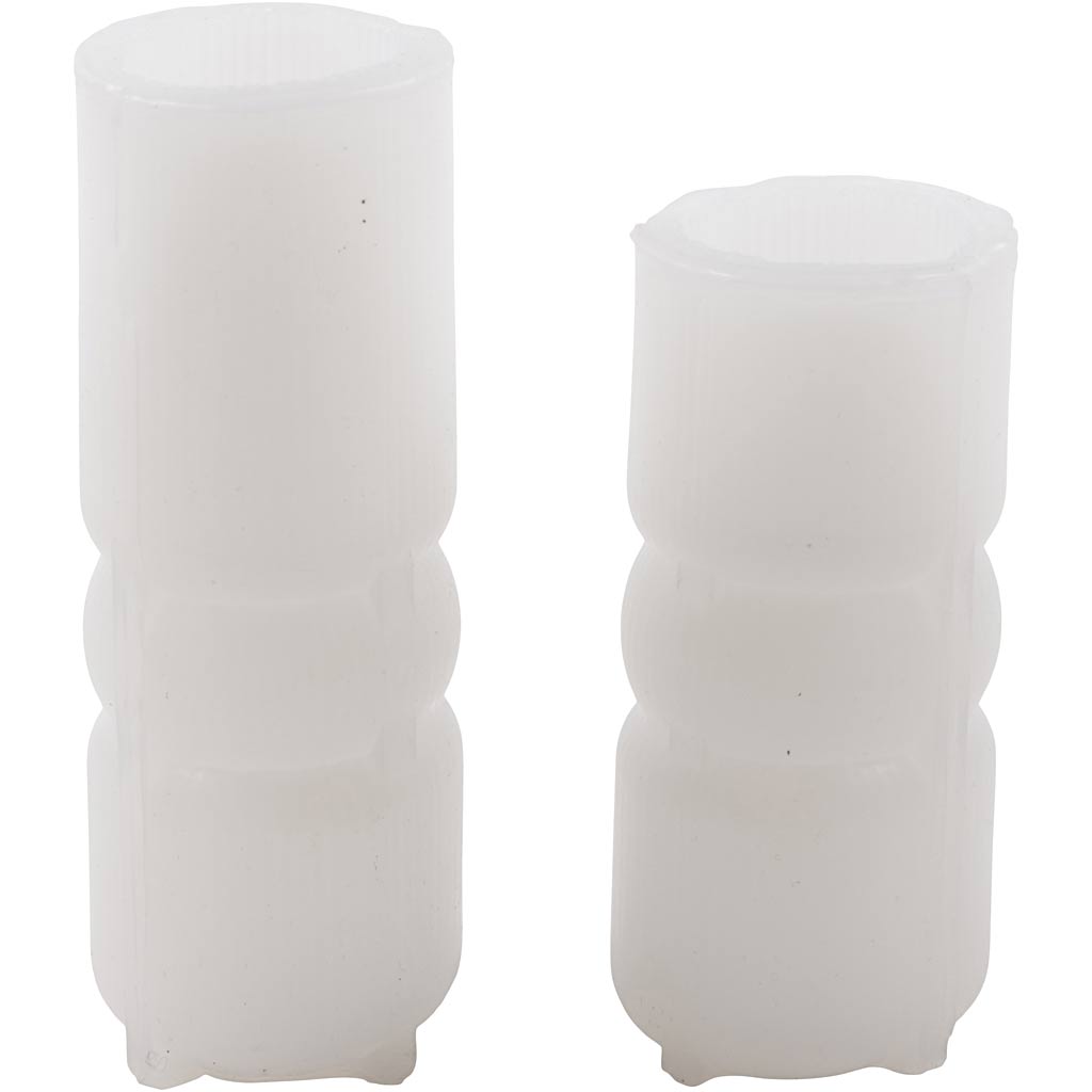 Silikoneform, Rillet cylinder med bue, H: 11+14 cm, diam. 4+4 cm, 2 stk./ 1 pk. - Image 4