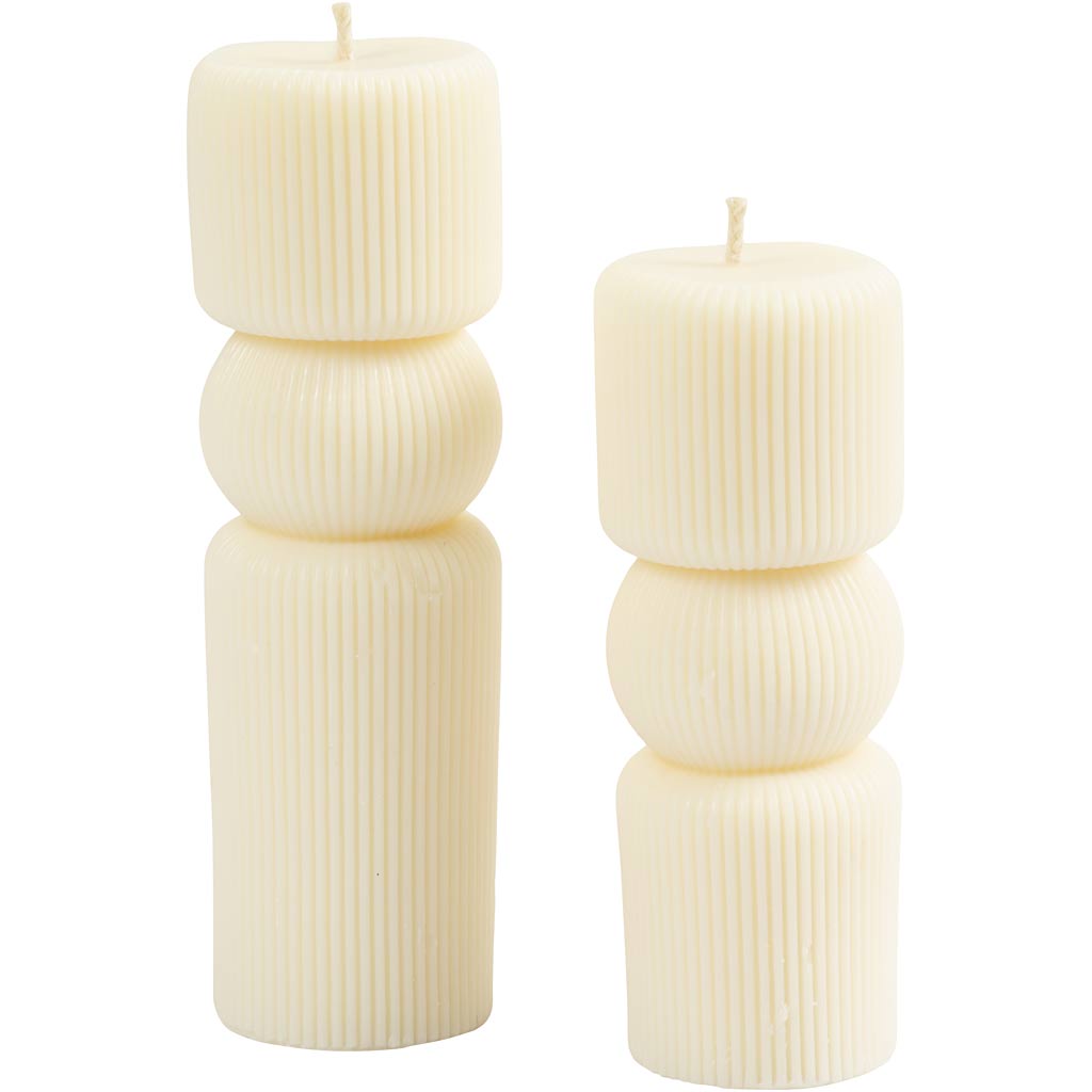 Silikoneform, Rillet cylinder med bue, H: 11+14 cm, diam. 4+4 cm, 2 stk./ 1 pk. - Image 5