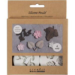 Silikoneform, Blad og blomst, H: 0,5 cm, L: 1,8-4,5 cm, 4 stk./ 1 stk.