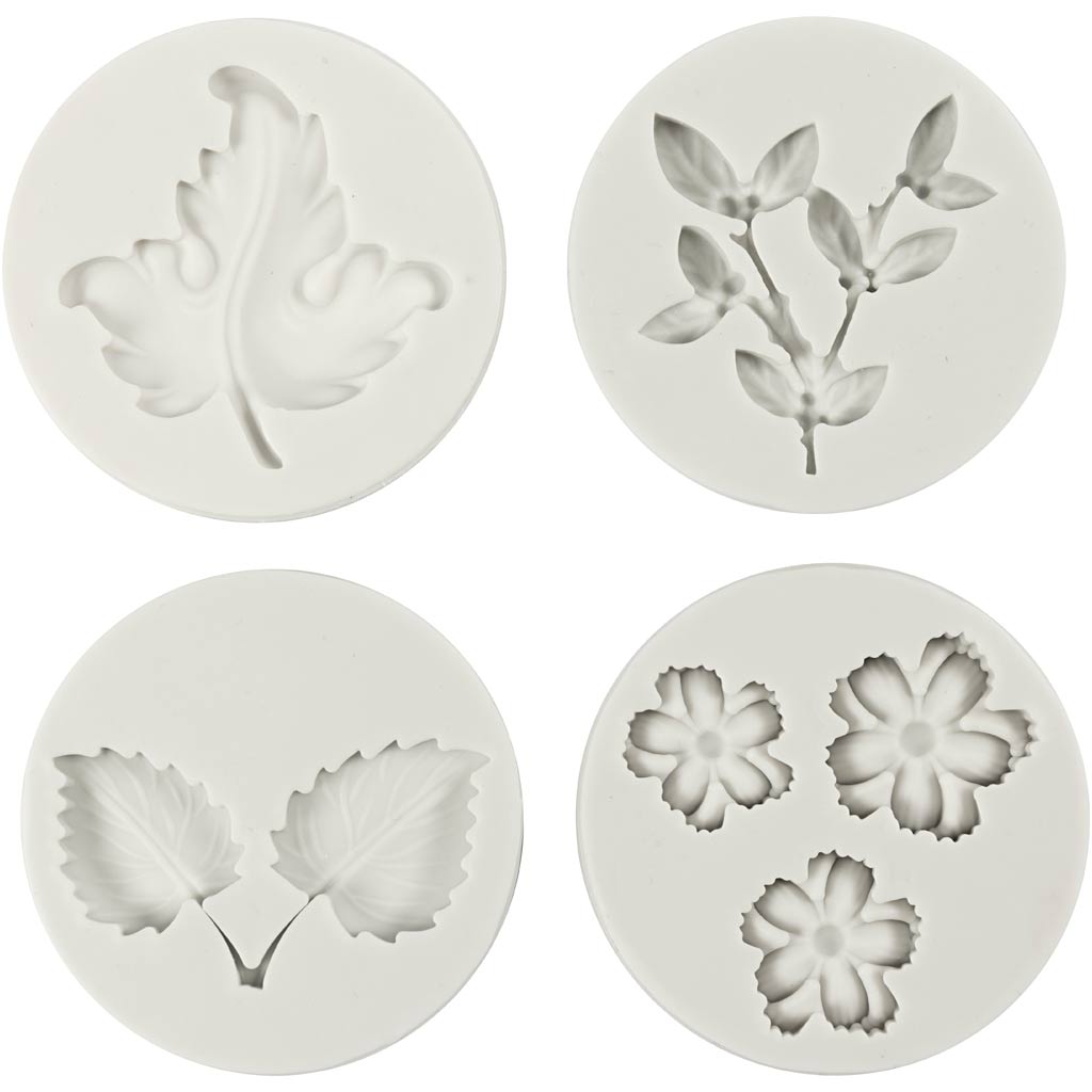 Silikoneform, Blad og blomst, H: 0,5 cm, L: 1,8-4,5 cm, 4 stk./ 1 stk. - Image 3
