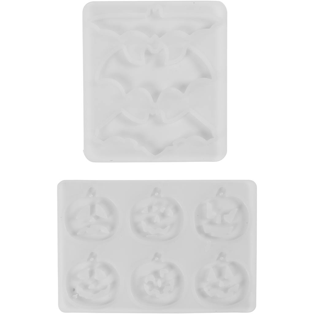 Silikoneform, Flagermus og græskar, H: 0,3+0,5 cm, B: 3+8 cm, mat transparent, 2 stk./ 1 stk. - Image 3