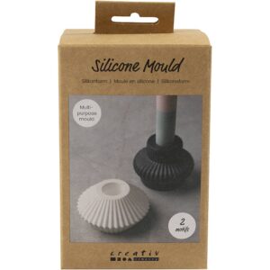 Silikoneform, Rillede lysestager, H: 4+5,5 cm, diam. 7+8 cm, blank transparent, 2 stk./ 1 pk.