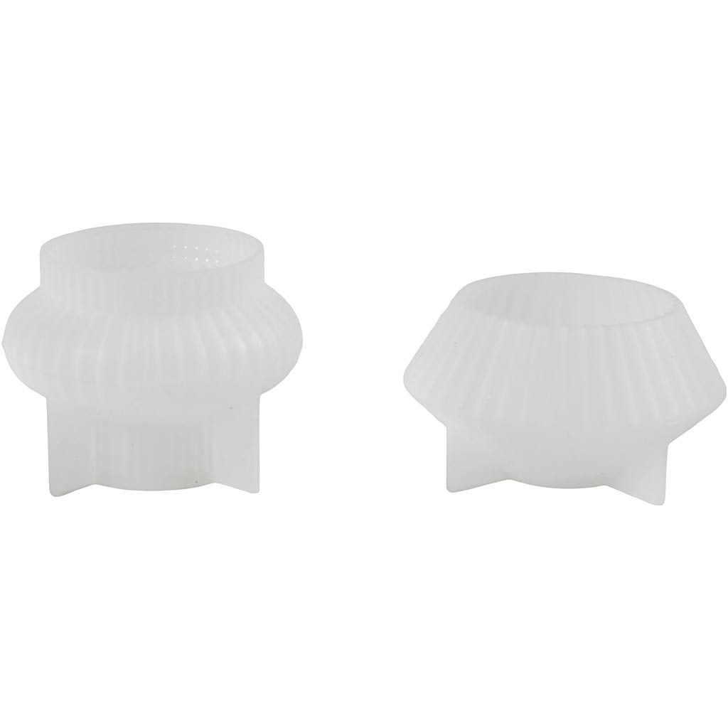 Silikoneform, Rillede lysestager, H: 4+5,5 cm, diam. 7+8 cm, blank transparent, 2 stk./ 1 pk. - Image 4