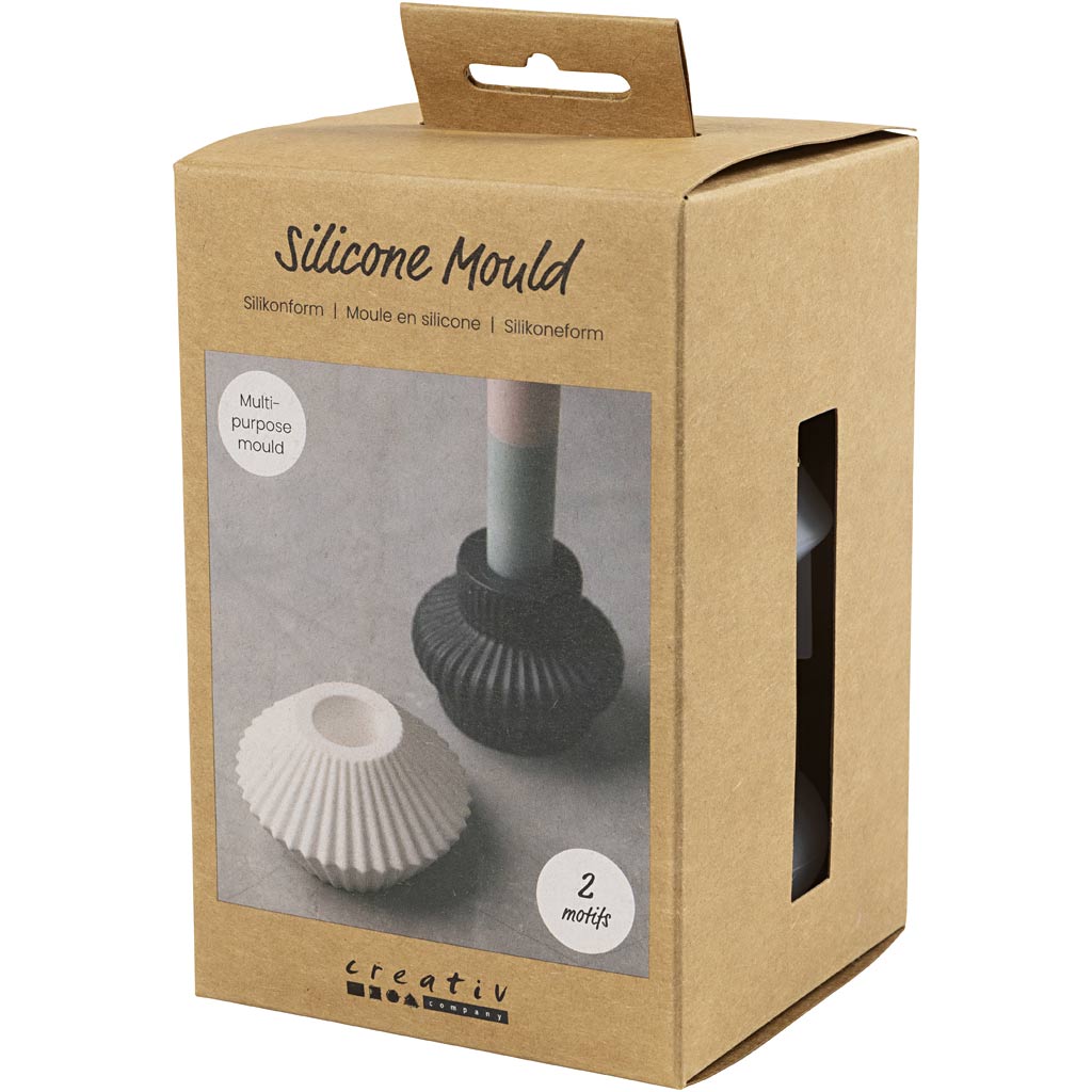 Silikoneform, Rillede lysestager, H: 4+5,5 cm, diam. 7+8 cm, blank transparent, 2 stk./ 1 pk. - Image 3