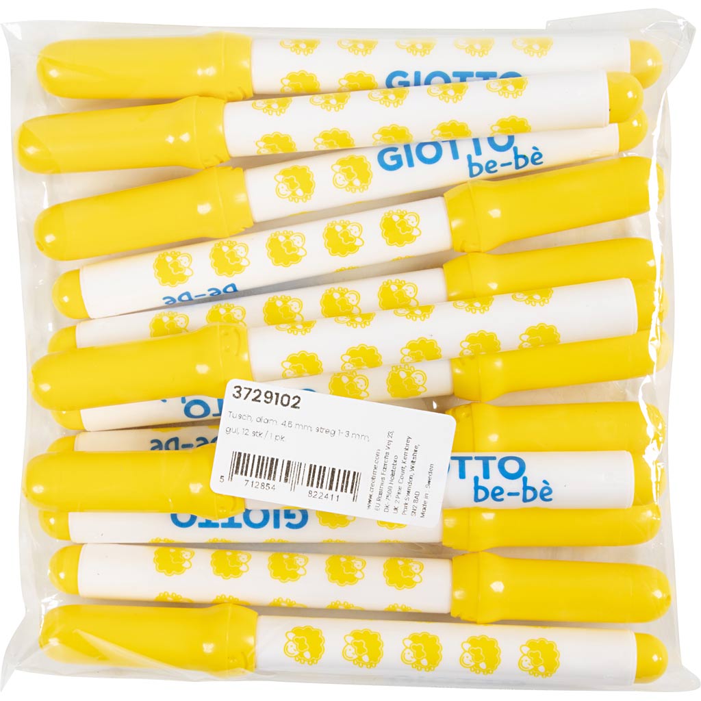 Tusch, diam. 4,5 mm, streg 1-3 mm, gul, 12 stk./ 1 pk. - Image 2