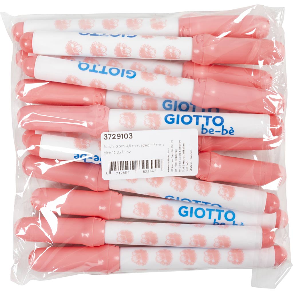 Tusch, diam. 4,5 mm, streg 1-3 mm, pink, 12 stk./ 1 pk. - Image 2