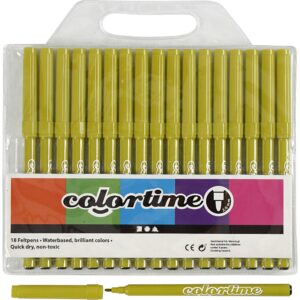 Colortime Tusch, streg 2 mm, mørk gul, 18 stk./ 1 pk.