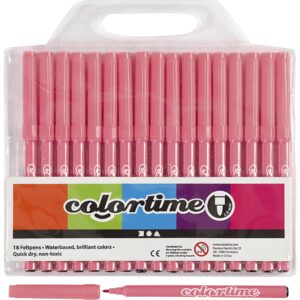 Colortime Tusch, streg 2 mm, rosa, 18 stk./ 1 pk.
