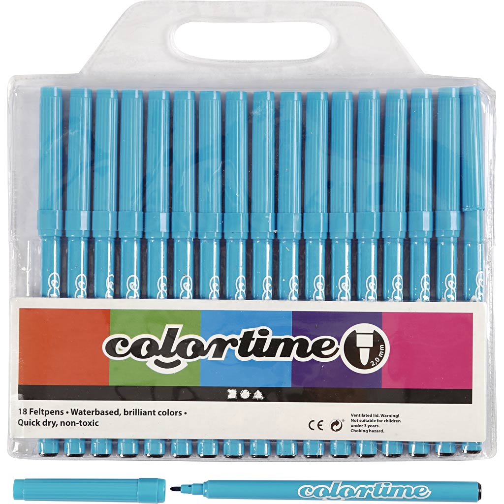Colortime Tusch, streg 2 mm, himmelblå, 18 stk./ 1 pk.