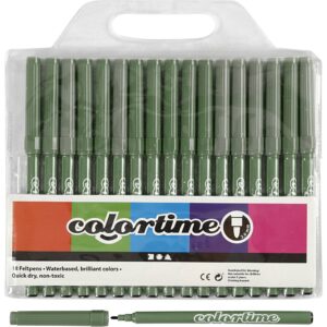 Colortime Tusch, streg 2 mm, khaki grøn, 18 stk./ 1 pk.