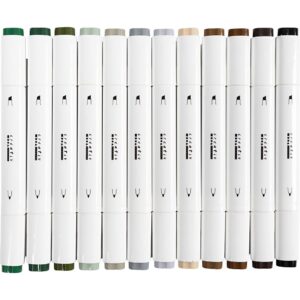 Illustration Marker, streg 1+8 mm, Naturfarver, 12 stk./ 1 pk.