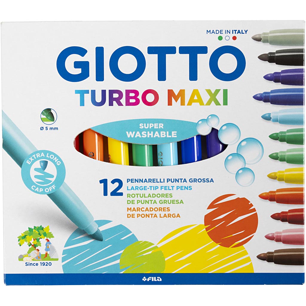 GIOTTO Tuscher, streg 5 mm, ass. farver, 12 stk./ 1 pk. - Image 2