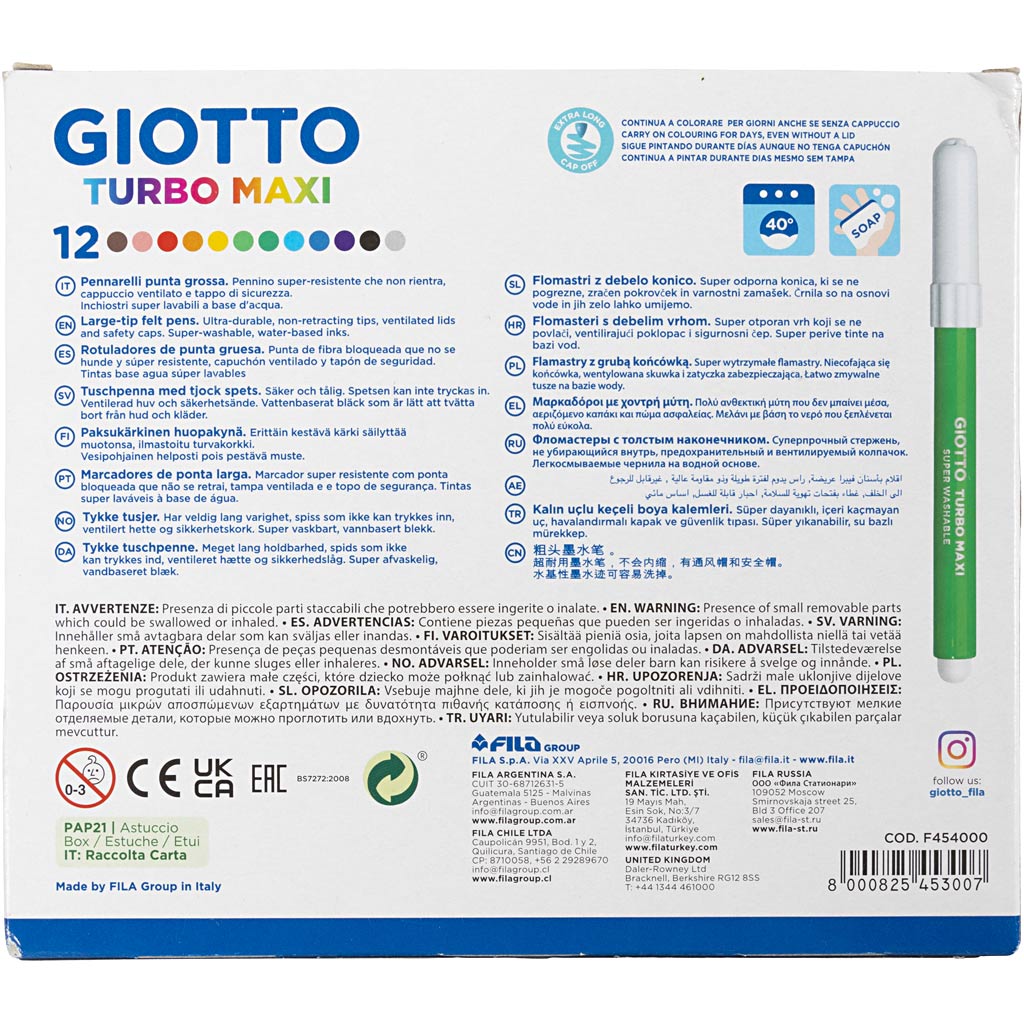 GIOTTO Tuscher, streg 5 mm, ass. farver, 12 stk./ 1 pk. - Image 3