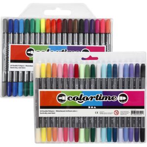 Colortime Dobbelttusch, streg 2,3+3,6 mm, ass. farver, 40 stk./ 1 pk.
