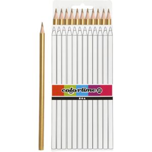 Colortime Farveblyanter, L: 17 cm, mine 3 mm, guld, 12 stk./ 1 pk.