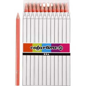 Colortime Farveblyanter, L: 17.45 cm, mine 5 mm, JUMBO, rosa, 12 stk./ 1 pk.