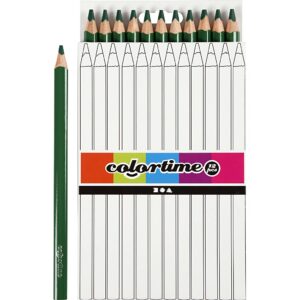 Colortime Farveblyanter, L: 17.45 cm, mine 5 mm, JUMBO, mørk grøn, 12 stk./ 1 pk.