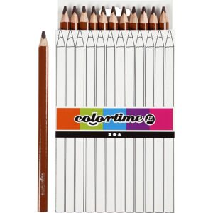 Colortime Farveblyanter, L: 17.45 cm, mine 5 mm, JUMBO, rødbrun, 12 stk./ 1 pk.