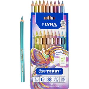 Lyra Ferby Kraftige Farveblyanter, mine 6,3 mm, metallicfarver, 10 stk./ 1 pk.
