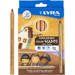 Lyra Tykke Farveblyanter, diam. 10 mm, streg 6,3 mm, skin colours, 12 stk./ 1 pk.