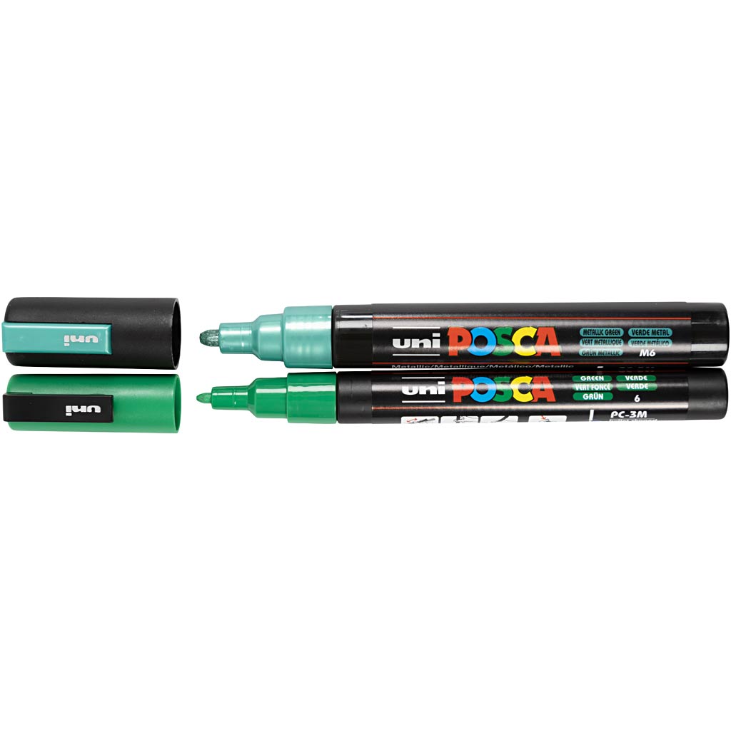 Posca Tusch, nr. PC-5M + PC-3M, streg 0,9-1,3 + 2,5 mm, ass. farver, 12 ass./ 1 pk. - Image 2