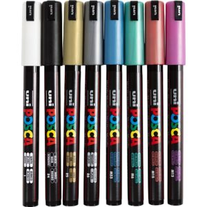 Posca Tusch, nr. PC-1MR, streg 0,7 mm, extra-fine, metallicfarver, 8 ass./ 1 pk.
