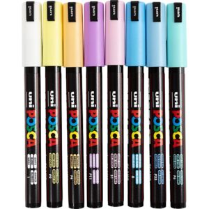 Posca Tusch, nr. PC-1MR, streg 0,7 mm, extra-fine, ass. farver, 8 ass./ 1 pk.