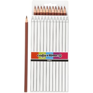 Colortime Farveblyanter, L: 17 cm, mine 3 mm, lys brun, 12 stk./ 1 pk.