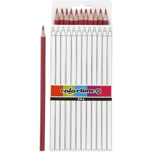 Colortime Farveblyanter, L: 17 cm, mine 3 mm, vinrød, 12 stk./ 1 pk.