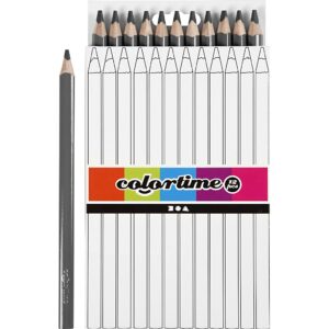 Colortime Farveblyanter, L: 17 cm, mine 3 mm, grå, 12 stk./ 1 pk.