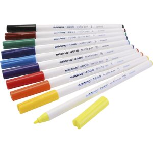 Tekstiltuscher, streg 1 mm, glade farver, 10 stk./ 1 pk.