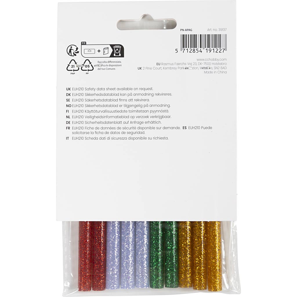 Limstænger Mini, L: 10 cm, diam. 7 mm, glitter, guld, grøn, rød, sølv, 10 stk./ 1 pk. - Image 3