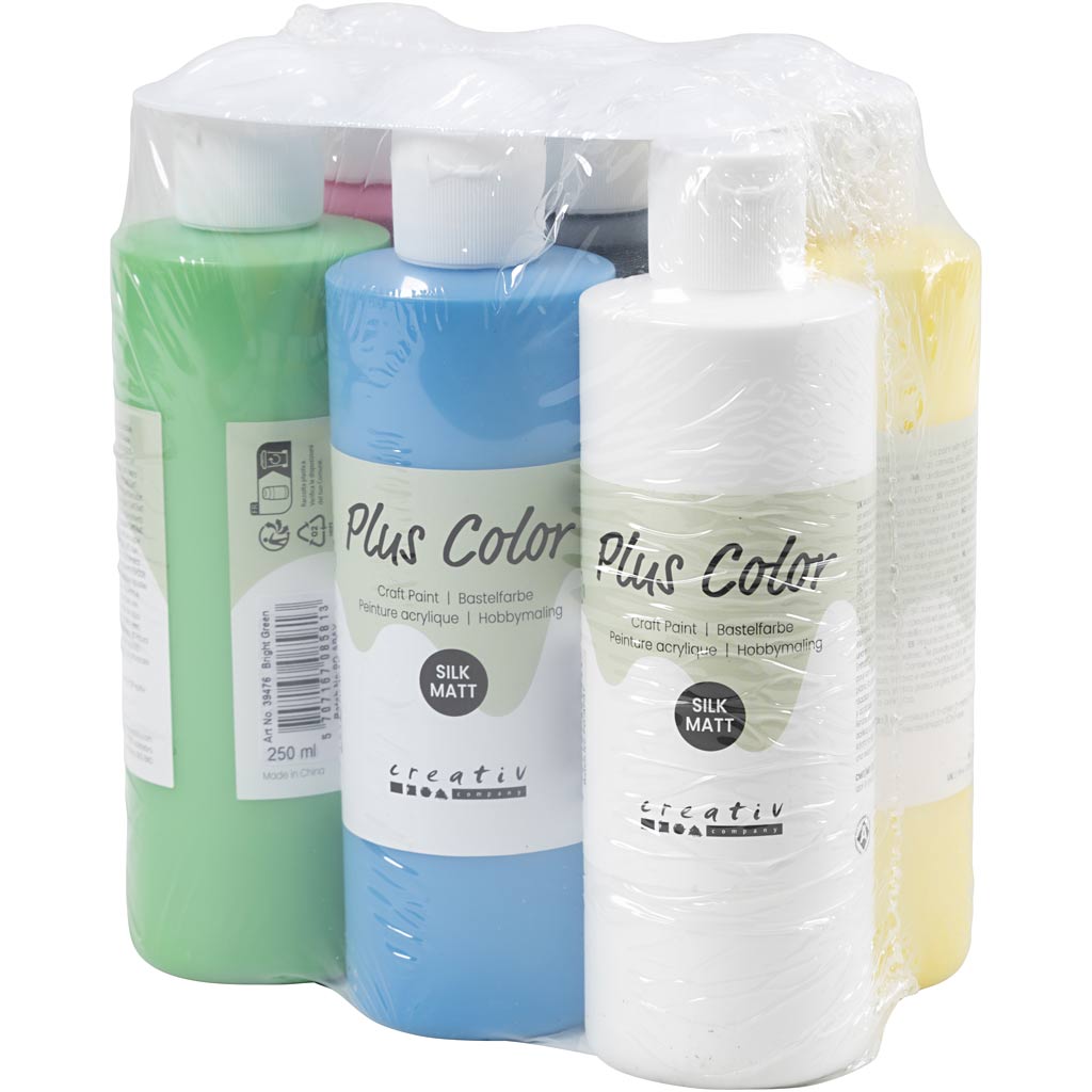 Plus Color Hobbymaling, primærfarver, 6x250 ml/ 1 pk. - Image 4