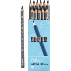 edu Jumbo Farveblyanter, tykkelse 10 mm, mine 5 mm, grå, 12 stk./ 1 pk.