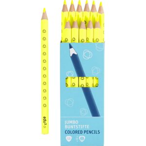 edu Jumbo Farveblyanter, tykkelse 10 mm, mine 5 mm, neon gul, 12 stk./ 1 pk.