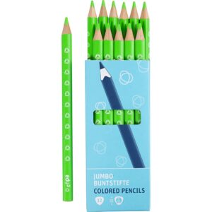 edu Jumbo Farveblyanter, tykkelse 10 mm, mine 5 mm, neon grøn, 12 stk./ 1 pk.