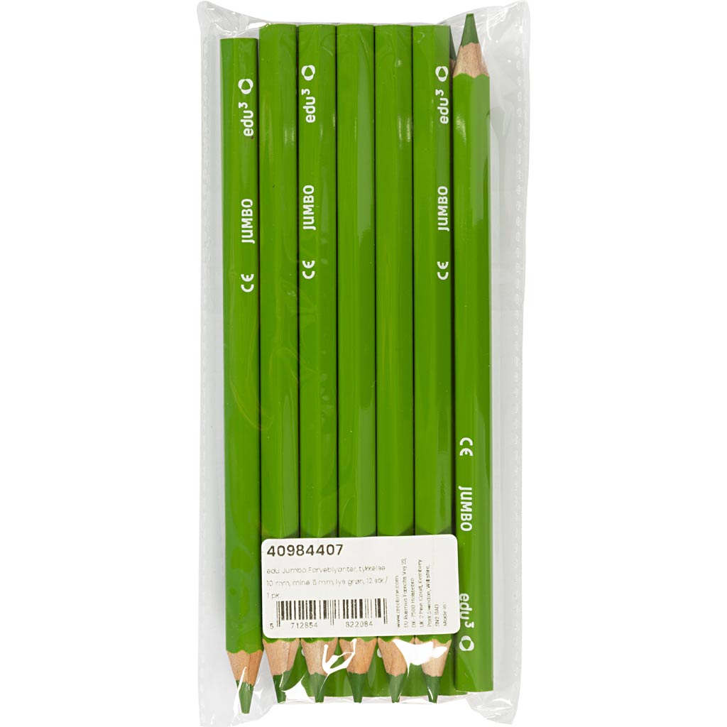 edu Jumbo Farveblyanter, tykkelse 10 mm, mine 5 mm, lys grøn, 12 stk./ 1 pk. - Image 2