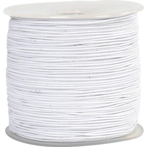 Elastiksnor, tykkelse 1 mm, hvid, 250 m/ 1 rl.