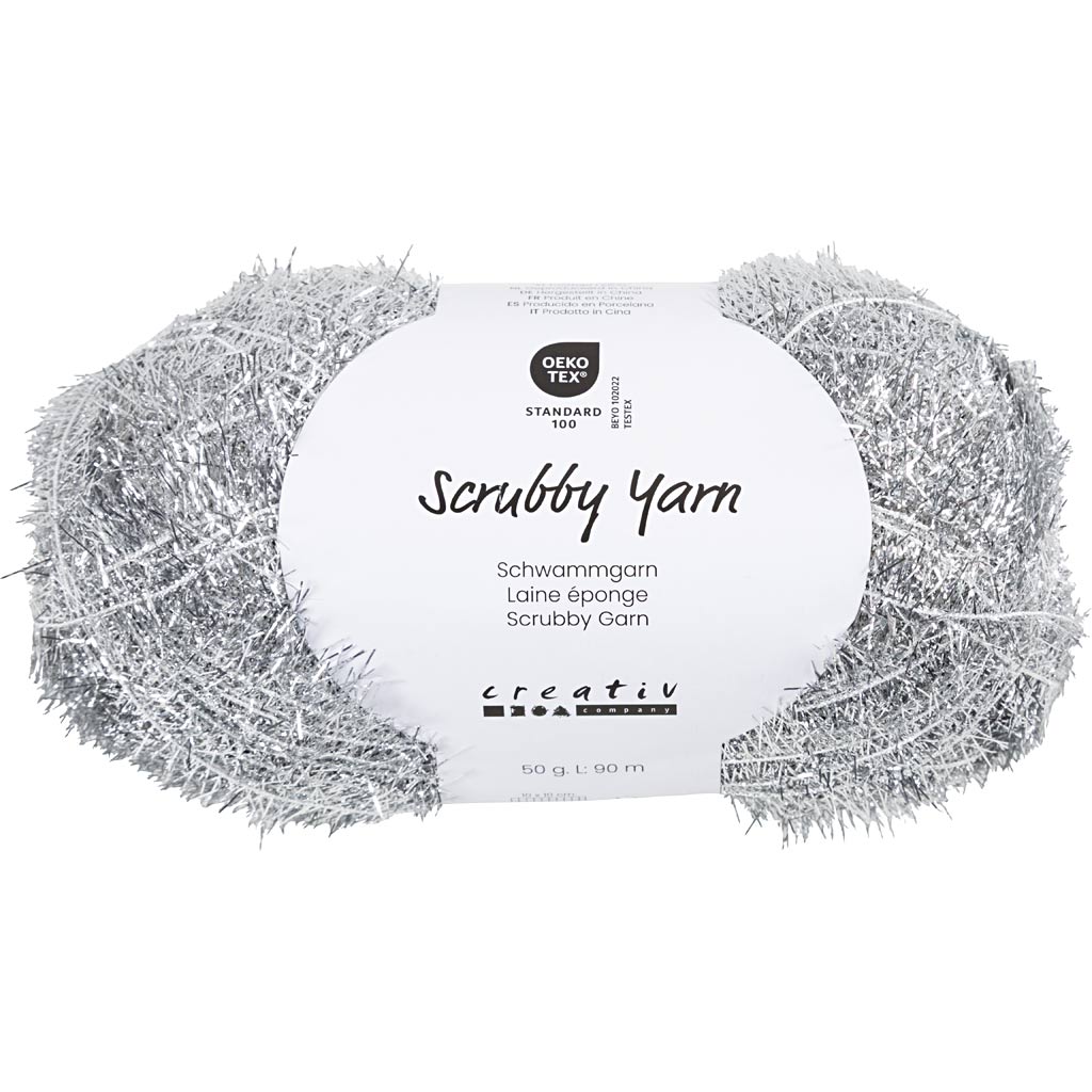 Scrubbygarn, L: 90 m, sølv, 50 g/ 1 ngl.