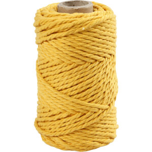 Macramé reb, L: 55 m, diam. 4 mm, gul, 330 g/ 1 rl.