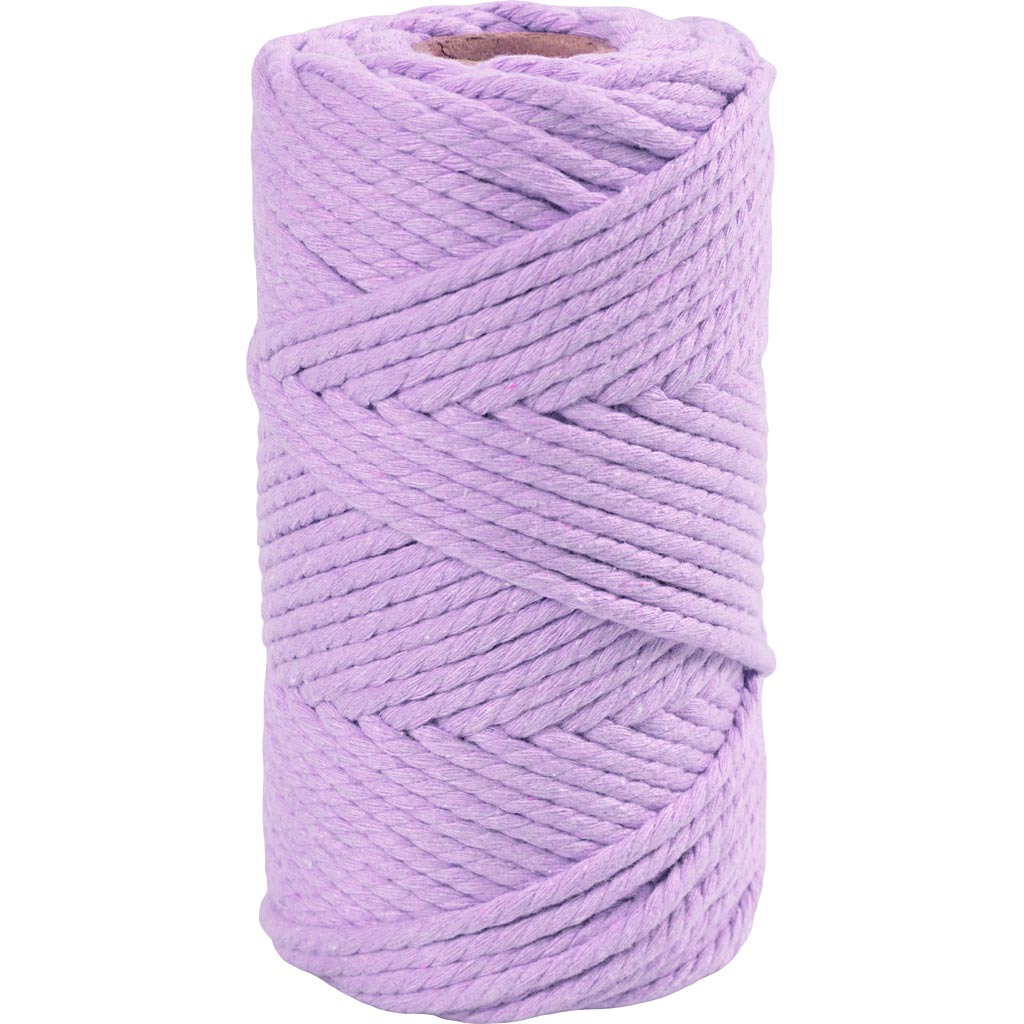 Macramé reb, 80% bomuld, tykkelse 4 mm, lys lilla, 55 m, 330 g/ 1 rl.