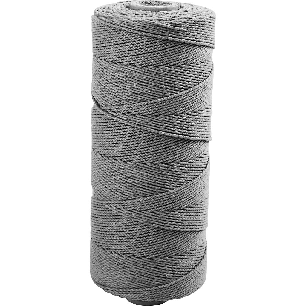 Knyttegarn, L: 100 m, tykkelse 2 mm, Tyk kvalitet 12/36, grå, 225 g/ 1 rl.
