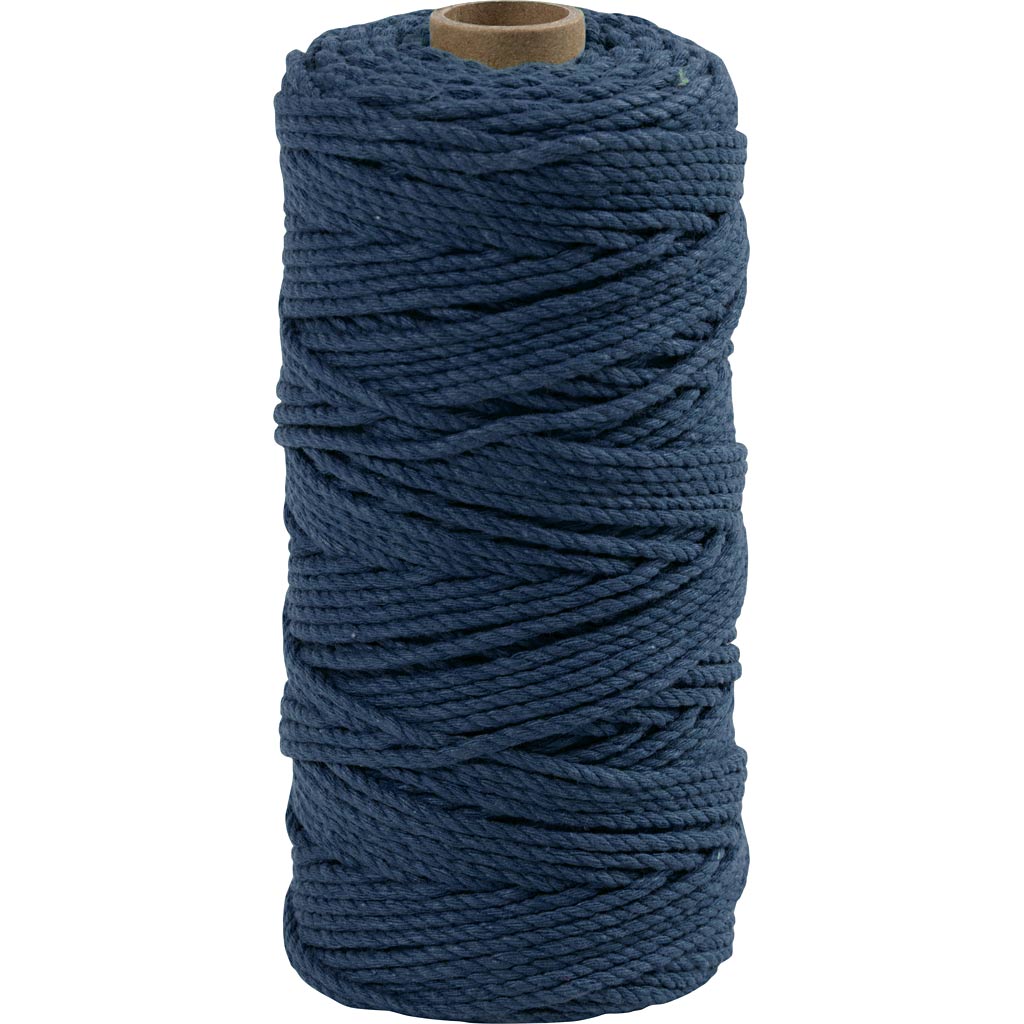 Knyttegarn, L: 100 m, tykkelse 2 mm, Tyk kvalitet 12/36, mørk blå, 225 g/ 1 rl.