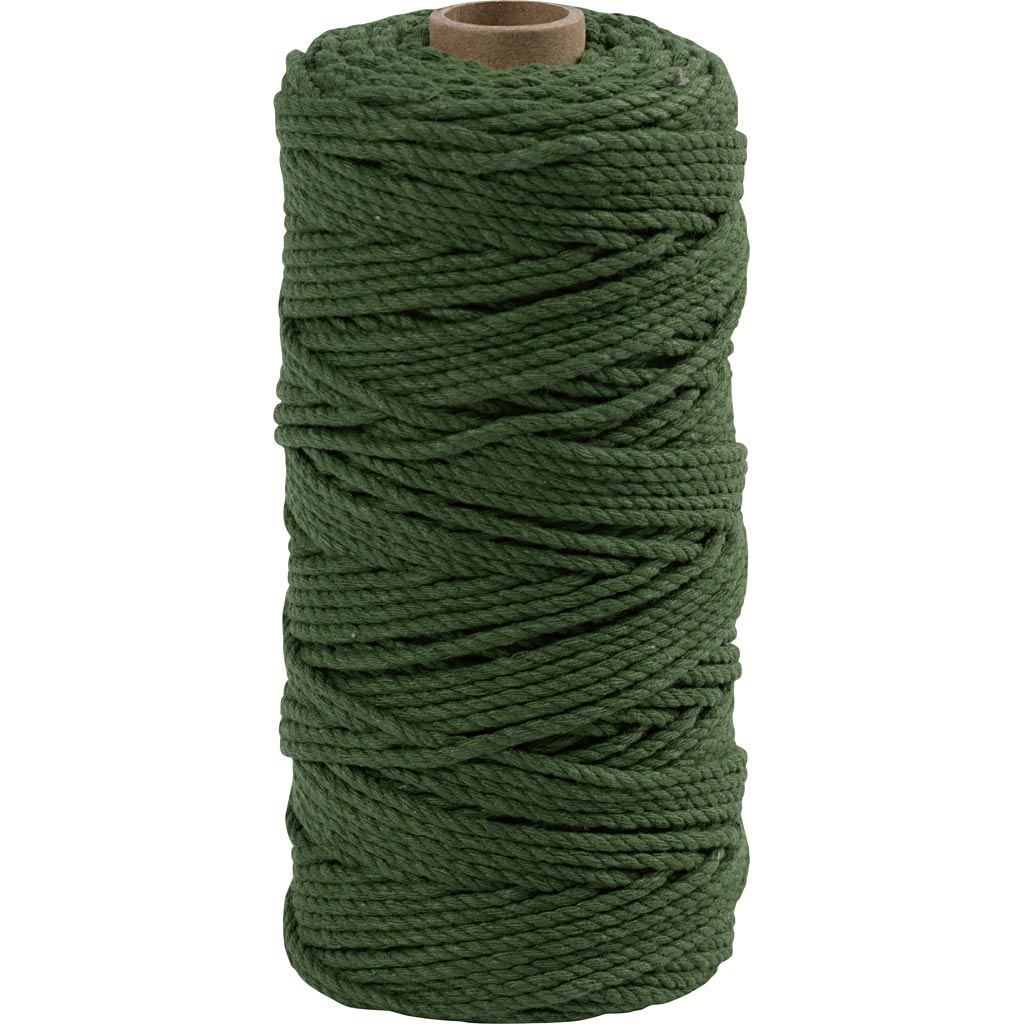 Knyttegarn, L: 100 m, tykkelse 2 mm, Tyk kvalitet 12/36, mørk grøn, 225 g/ 1 rl.