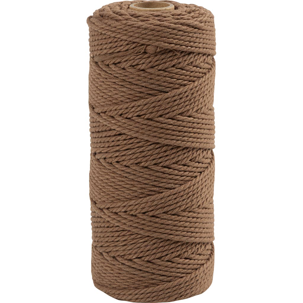 Knyttegarn, L: 100 m, tykkelse 2 mm, Tyk kvalitet 12/36, brun, 225 g/ 1 rl.